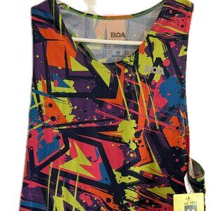 BOA Men’s Vapor Lite Racing Singlet Size M 90’s Neon Splatter USA Made New Tags